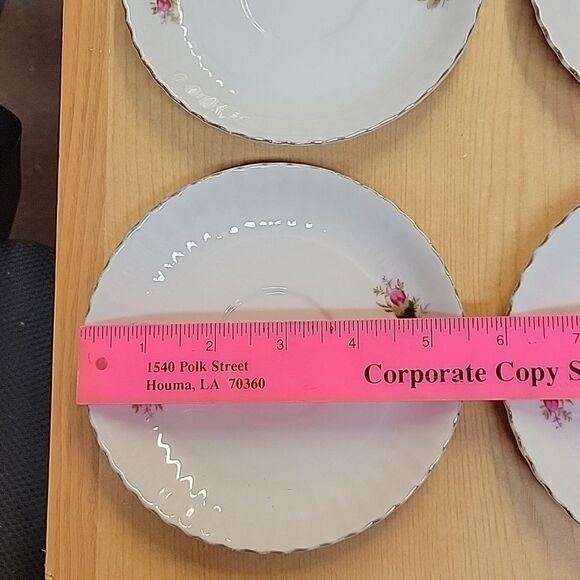 Vintage Fred Roberts Company Floral Porcelain Teapot 4 Saucers - Picture 8 of 9